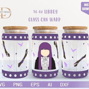 Anime Svg / magia F 16 Oz Glass Can Warp libbey / Cartoon giapponese SVG / Beer Glass Wrap / Svg Dxf File di download digitale per Cricut