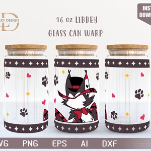 Anime Svg / Personaggio dei cartoni animati 16 Oz Glass Can Warp libbey / Gioco SVG / Beer Glass Wrap / Svg Dxf Digital Download File per Cricut