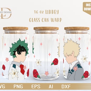 Peut se déformer en verre de 16 oz caractère libbey | Anime |Jeu SVG | Archonte | Emballage de verre à bière | Fichier de téléchargement numérique Svg Dxf pour Cricut