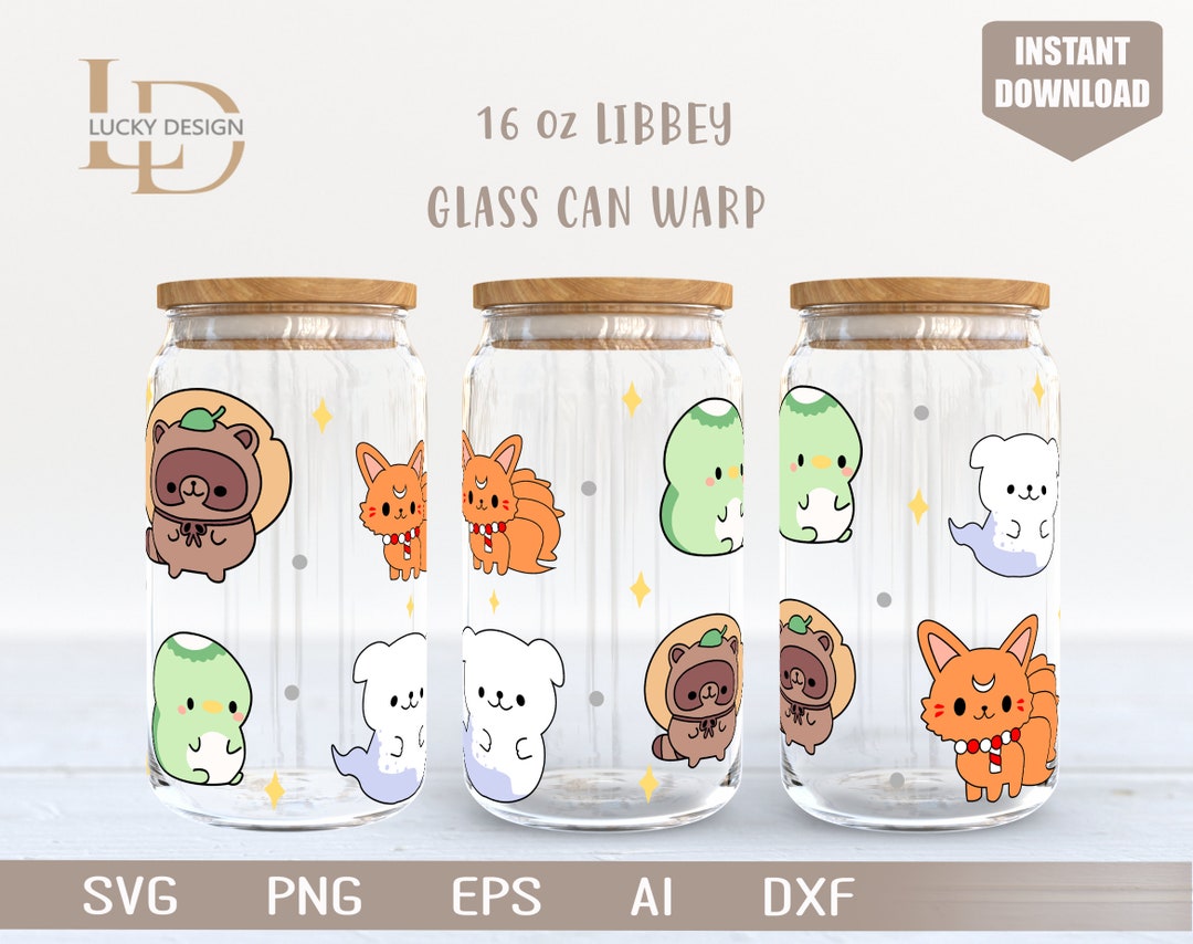 Animal Yokai 16 Oz Glass Can Warp Libbey Animal Yokai Svg Yokai Beer