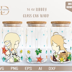 Svg anime | Personnage de dessin animé | Boîte de 16 oz en verre déformée libbey | Svg animé | Jeu SVG | | Emballage de verre à bière | Fichier de téléchargement numérique pour Cricut