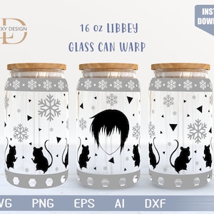 FB 1 16 Oz Glass Can Warp libbey / foglia Svg / Elemento / Fiocco di neve / Avvolgimento del bicchiere di birra / File di download digitale Ai Png Svg Dxf per Cricut