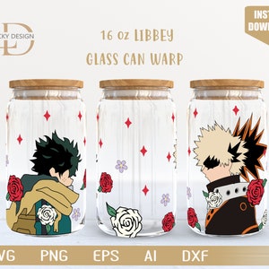 Cartoon Svg 16 Oz peut déformer en verre libbey | Anime |Jeu SVG | Archonte | Emballage de verre à bière | Fichier de téléchargement numérique Svg Dxf pour Cricut