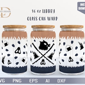 Anime Zeichen | Demon Manga 4 16 Oz Glasdose Warp libbey | Japanische Karikatur SVG | Bierglas Wrap | SVG, Dxf Digital Download Datei für Cricut