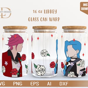 couple Cartoon character 16 Oz Glass Can Warp libbey | Anime Svg |Game SVG | Archon | Beer Glass  Wrap | Svg Dxf Digital Download  File