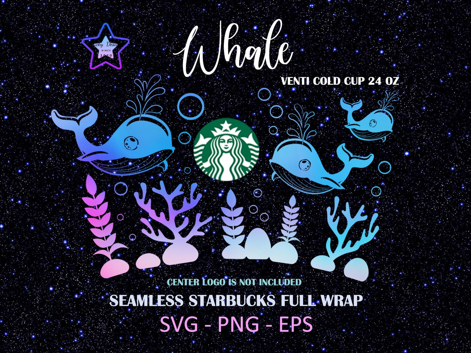 Download Whale Starbucks Cup Wrap Svg File Download Under Water World | Etsy