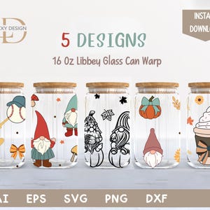 SVG autunnale / Pacchetto manga OP 16 Oz in vetro Warp libbey / SVG autunnale / Avvolgimento per bicchiere di birra / File di download SVG DXF per Cricut