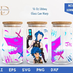 Cartoon character 16 Oz Glass Can Warp libbey | Anime Svg |Game SVG | Archon | Beer Glass  Wrap | Svg Dxf Digital Download  File for Cricut