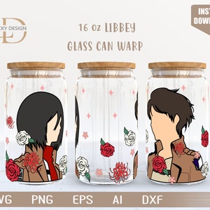 Personnage de dessin animé svg 16 Oz Glass Can Warp libbey | Anime SVG | Jeu SVG | Emballage de verre à bière | Fichier de téléchargement numérique Svg Dxf pour Cricut