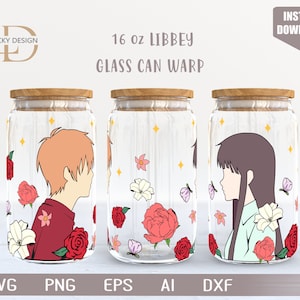 paar Cartoon Figur 16 Oz Glass Can Warp libbey | Anime SVG | Archon | Bierglas Wrap | SVG DXF Download