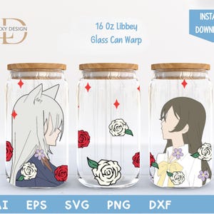 Personaggio dei cartoni animati in formato SVG, lattina di vetro da 16 once, Warp Libbey / Anime SVG / Gioco SVG / Avvolgimento del bicchiere di birra / File di download digitale SVG DXF per Cricut