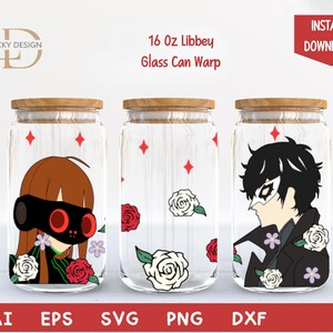 16 Oz Glass Can Warp libbey Cartoon svg character  | Anime Svg |Game SVG | Beer Glass  Wrap | Svg Dxf Digital Download  File for Cricut