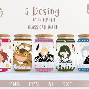 Anime 4 Svg / BHA Manga bundle 1 16 Oz Glass Can Warp libbey / Cartone animato giapponese SVG / Avvolgimento bicchiere di birra / Svg Dxf Scarica file per Cricut