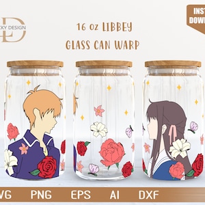 Anime svg |Cartoon character|16 Oz Glass Can Warp libbey | Anime Svg | Game SVG | | Beer Glass  Wrap | Digital Download File for Cricut
