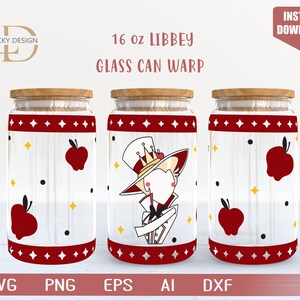 Personnage de dessin animé Svg 16 Oz peut déformer en verre libbey | Anime |Jeu SVG | Archonte | Emballage de verre à bière | Fichier de téléchargement numérique Svg Dxf pour Cricut