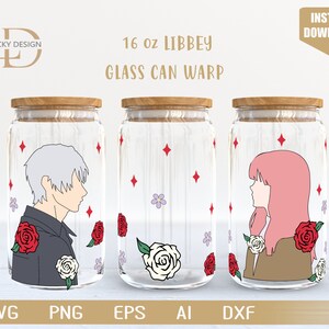 Personnage de dessin animé Svg 16 Oz peut déformer en verre libbey | Anime |Jeu SVG | Archonte | Emballage de verre à bière | Fichier de téléchargement numérique Svg Dxf pour Cricut