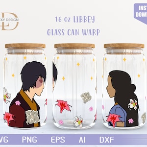 Carattere SVG anime 16 Oz Glass Can Warp libbey /Anime Svg /Gioco SVG / Arconte / Involucro bicchiere di birra / Svg Dxf File di download digitale per Cricut