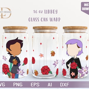 Cartoon character svg 16 Oz Glass Can Warp libbey | Anime Svg |Game SVG | Beer Glass  Wrap | Svg Dxf Digital Download  File for Cricut