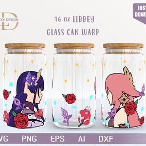 Personnage de dessin animé, boîte en verre de 16 oz déformée | Anime SVG | Jeu SVG | Archonte | Emballage de verre à bière | Fichier de téléchargement numérique Svg Dxf pour Cricut