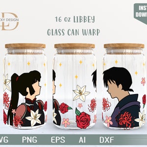 Personaggio dei cartoni animati Svg 16 Oz Glass Can Warp libbey / Anime /Gioco SVG / Archon / Beer Glass Wrap / Svg Dxf Digital Download File per Cricut