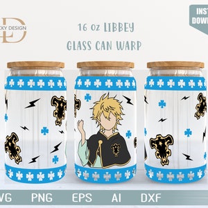Personaggio dei cartoni animati in formato SVG SVG 16 Oz Glass Can Warp libbey / Anime Svg /Gioco SVG / Involucro di bicchiere di birra / Svg Dxf File di download digitale per Cricut