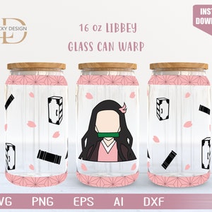 Anime Svg | Demon Manga 3 16 Oz Glass Can Warp libbey | Japanese Cartoon SVG | Beer Glass  Wrap | Svg Dxf Digital Download  File for Cricut