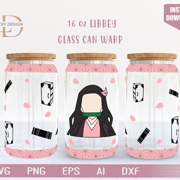 Anime Svg | Demon Manga 3 16 Oz Glass Can Warp libbey | Japanese Cartoon SVG | Beer Glass  Wrap | Svg Dxf Digital Download  File for Cricut