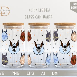 Mostri 16 Oz Glass Can Warp libbey / Monsters Anime Svg /Gioco SVG / Arconte / Involucro bicchiere di birra / Svg Dxf File di download digitale per Cricut