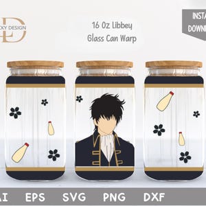Personaggio dei cartoni animati Anime, lattina di vetro da 16 once Warp libbey / Anime SVG / Gioco SVG / Involucro per bicchiere di birra / File di download digitale SVG DXF per Cricut