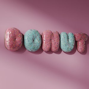 Custom Letters, Fake Donut Alphabet Letters,  Personalized Donut Initials, Baby Shower decor,  4 Letters Minimum