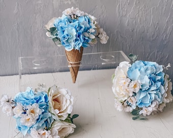 Artificial Flower Ice Cream Cone Set, Home Decor