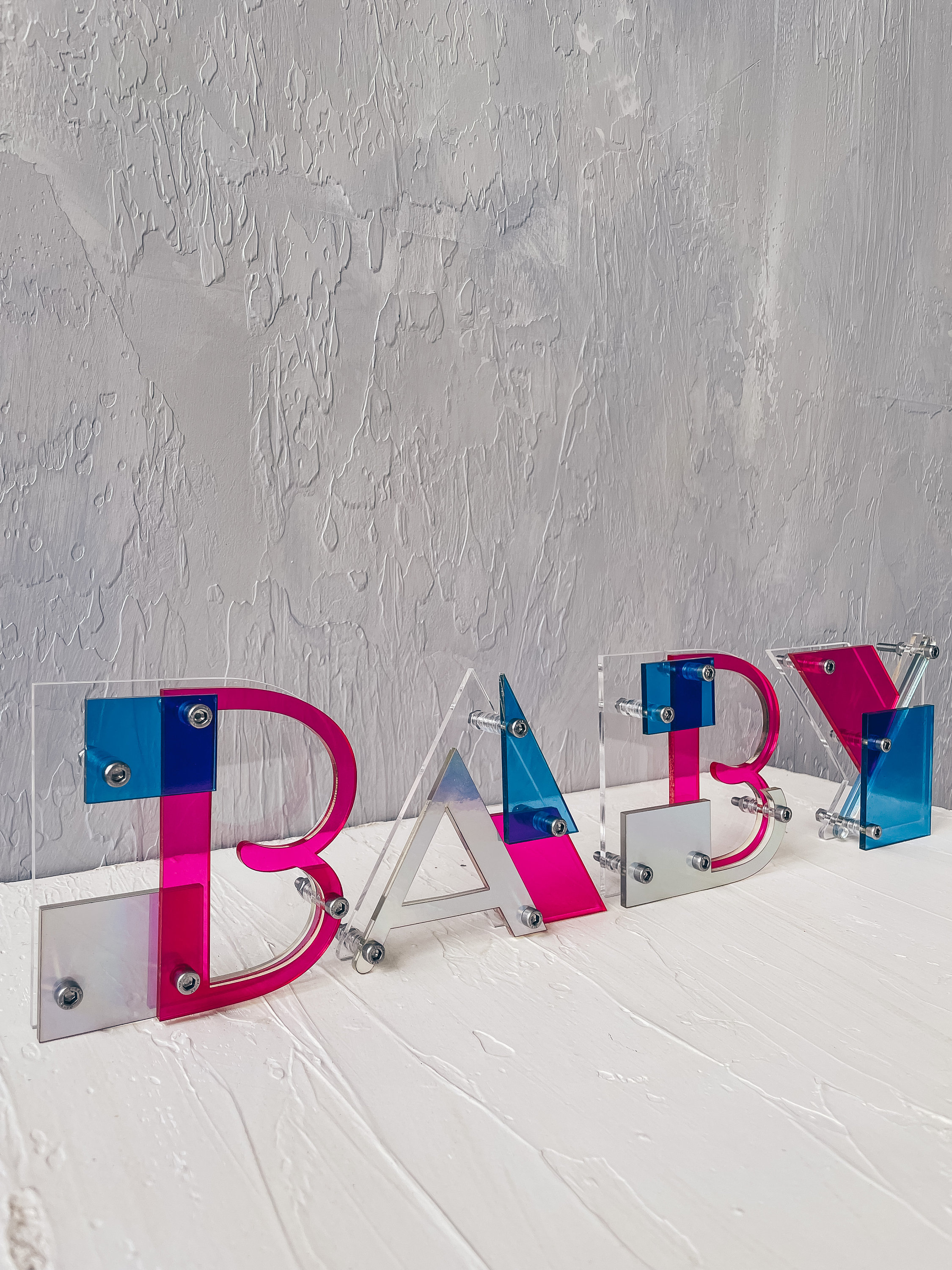 Baby Styro Lettering Modern Style Custom Letters, Baby From Acrylic, Abstract Multicolored ...