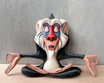 Meditating monkey statuette, Handmade Sculpture, Handmade Art