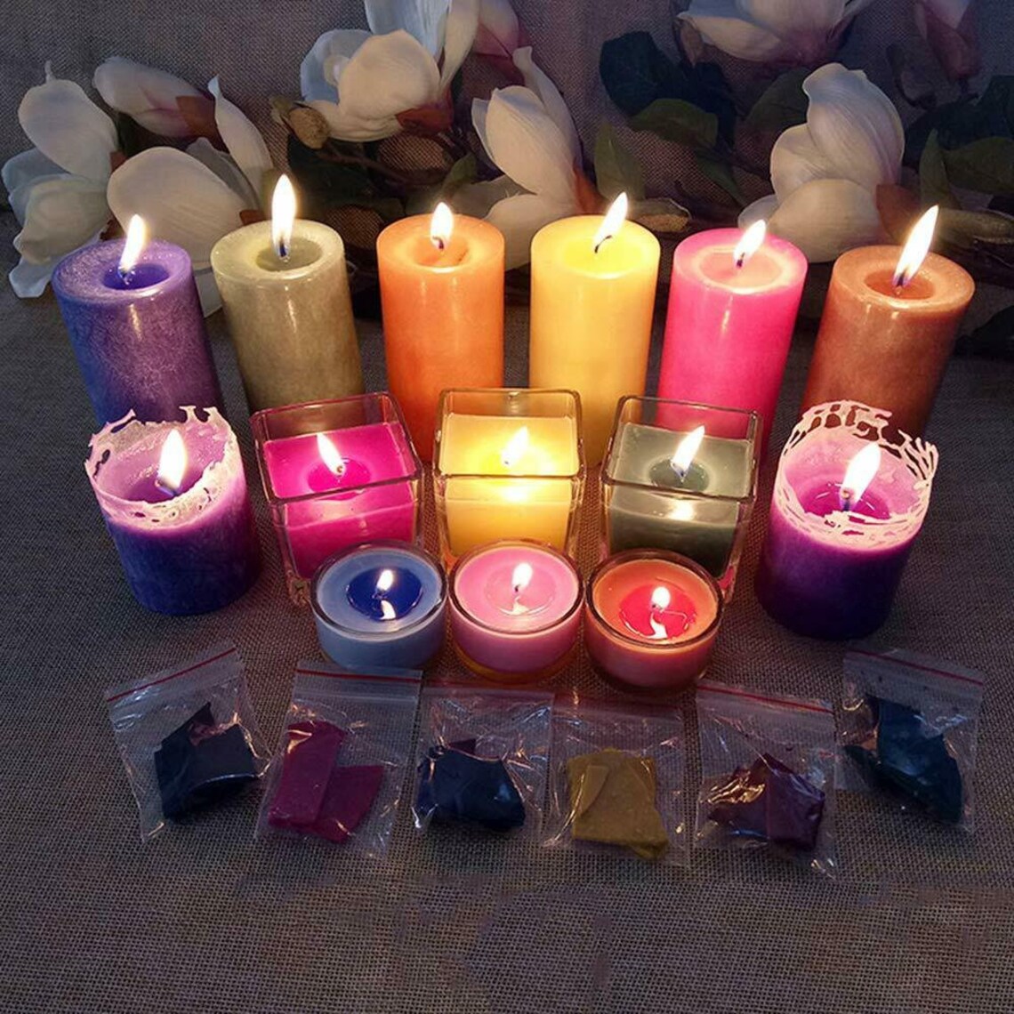 Soy candles handmade candle wax DIY kit 16 color soy wax Etsy