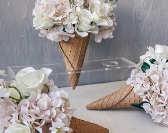 Artificial Flower Ice Cream Cone, Floral Arrangement Decor