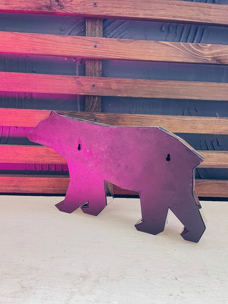 Low Poly Bear Wall Art Wall Decoration Mirror Silver Bear Etsy