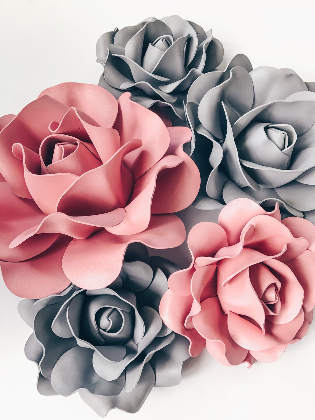 Set of 5 Large Foam Rose Flowers Etsy