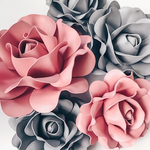 Set Of 5 Large Foam Rose Flowers