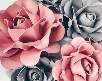 Set Of 5 Large Foam Rose Flowers
