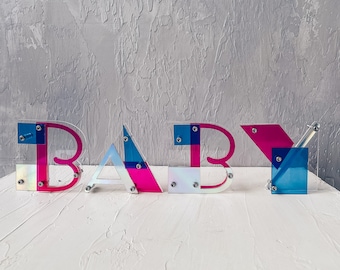 Acrylic Custom Letters, Abstract Multicolored Alphabet, Personalized Gift