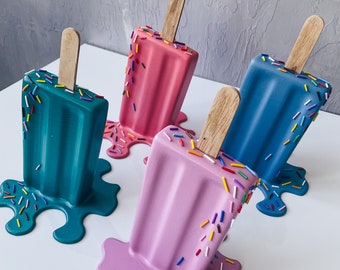 Handmade Melted Ice Cream Puzzle Art, Set of 4