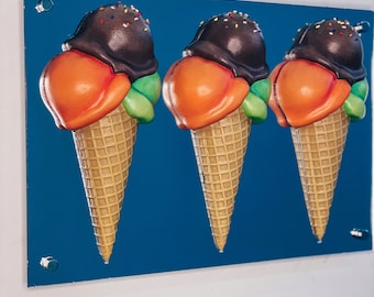Ice Cream Cones Wall Decor, Realistic Waffle Cones