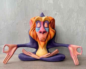 Handmade Meditating Monkey Sculpture, Serene Art Statuette
