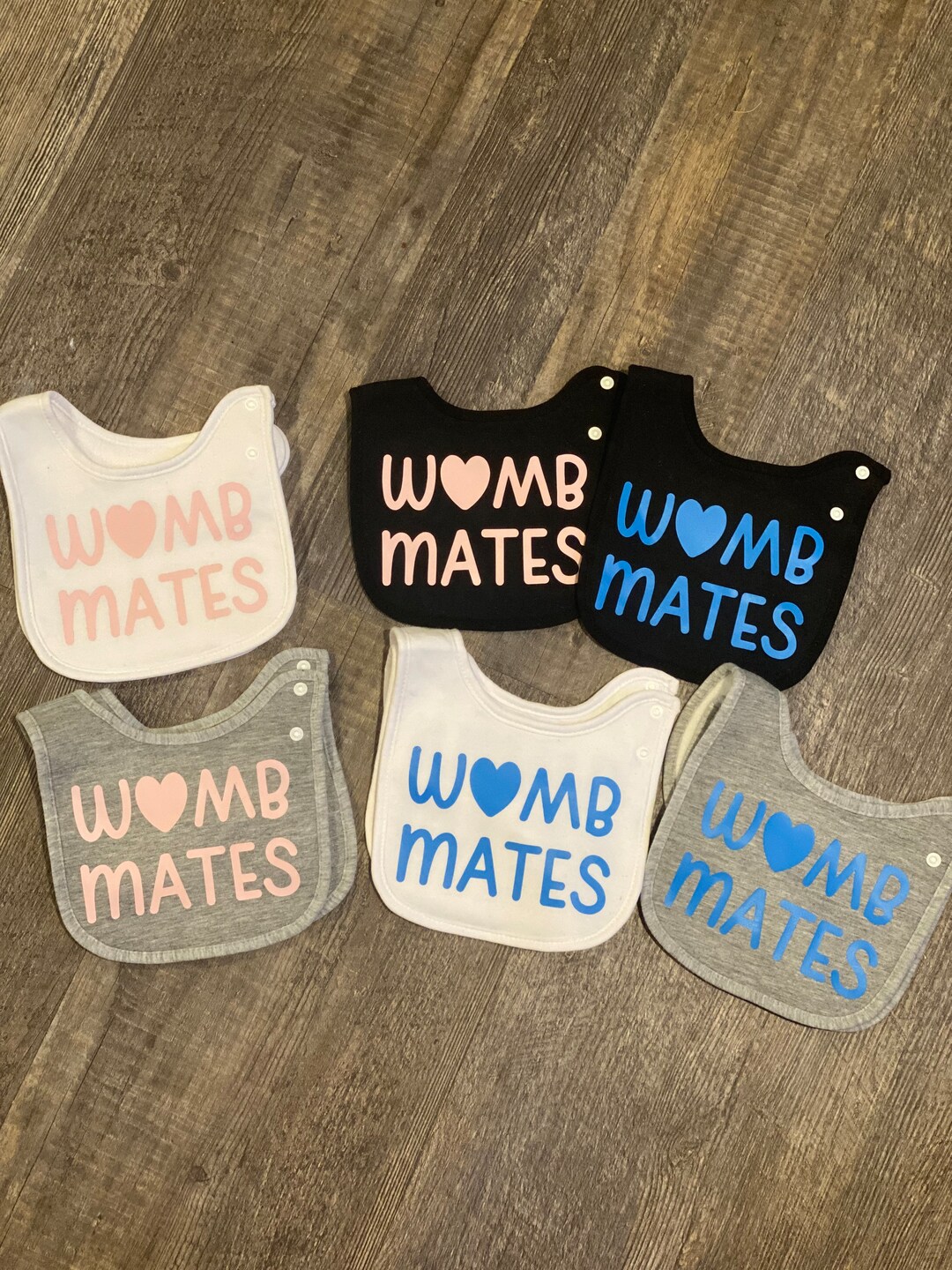 Womb Mates Matching Bibs for Twins Etsy