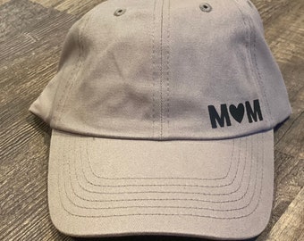 Gray Mom Heart Baseball Hat