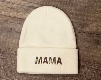 Camo/White Mama Beanie