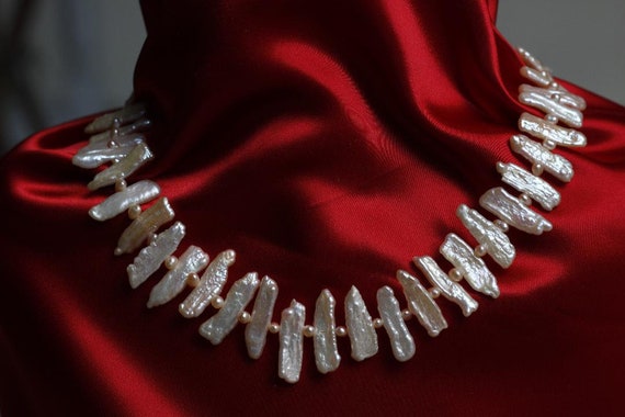 Freshwater stick pearl necklace choker