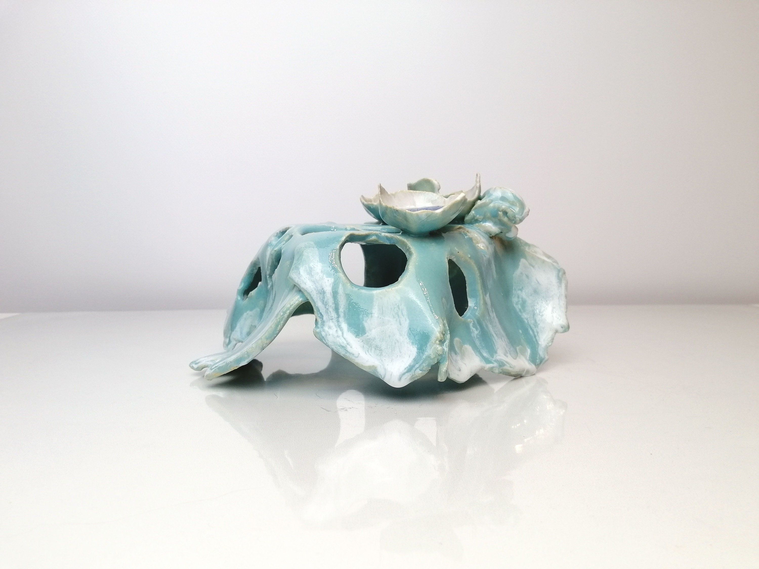 Blue ceramic decor for the aquarium. Small Fish Hide Betta Etsy