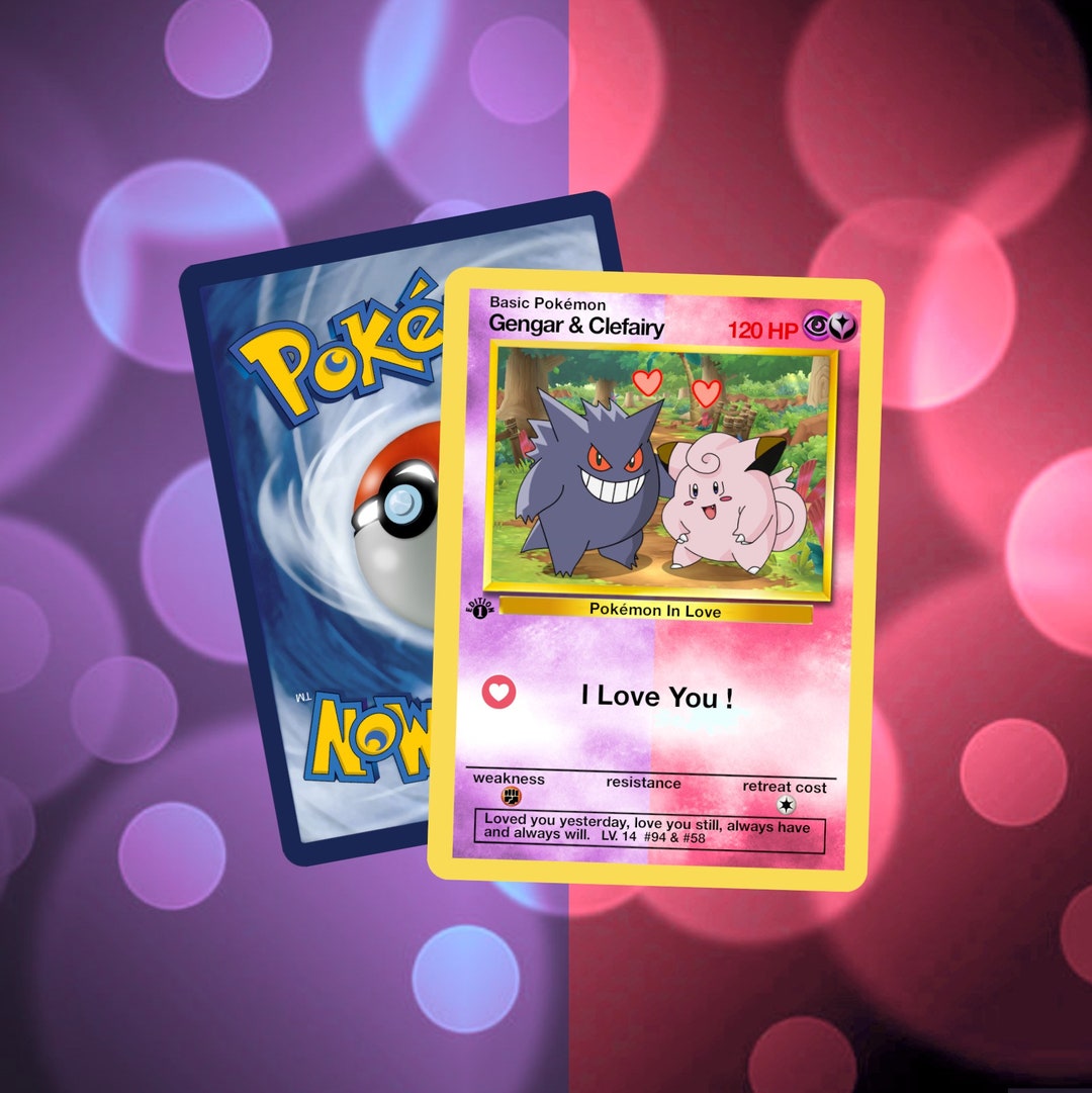 Clefable In Love Custom Gengar & Clefairy I Love You Card - Etsy UK