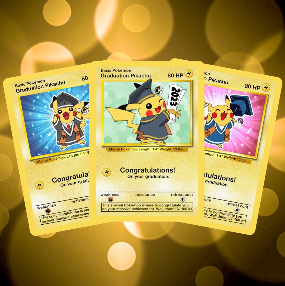 Graduation Pikachu Pokemon Card Etsy